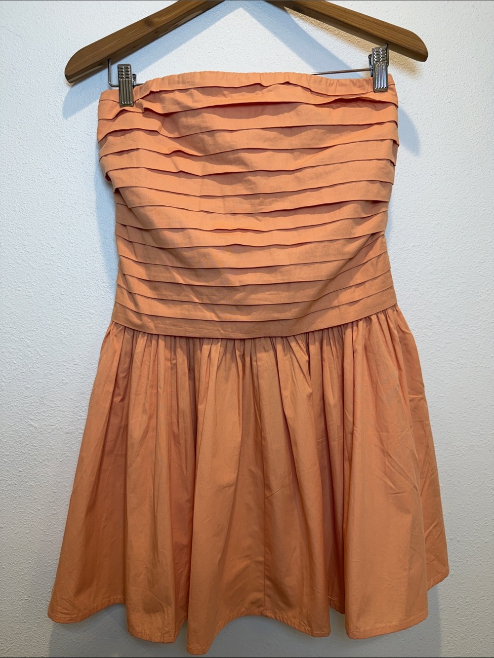 NWT Band Of The Free Peach Strapless Pleated Mini Dress L Homecoming Dress New